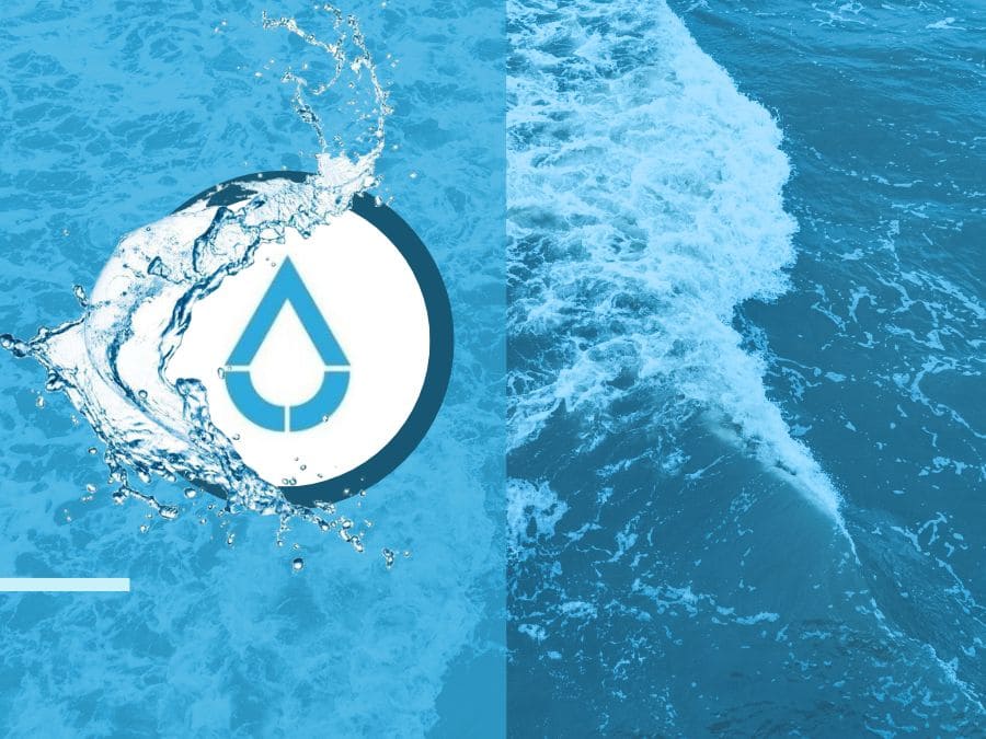 Imagen que representa el logo de la empresa rodeado de agua